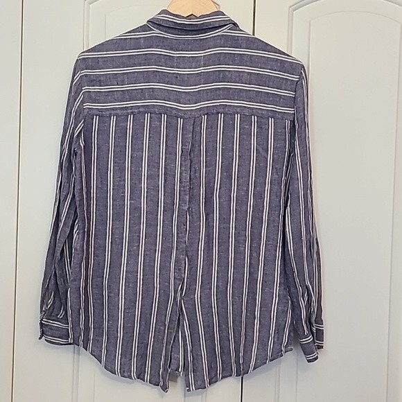 Rails Sydney Collared Artic Stripe Linnen Button Down Blouse Size XS - Picture 4 of 16